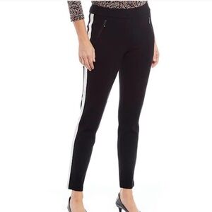 NWT J. Mclaughlin Larkin Black/White Stipe Tuxedo Pull On Pants Size 10